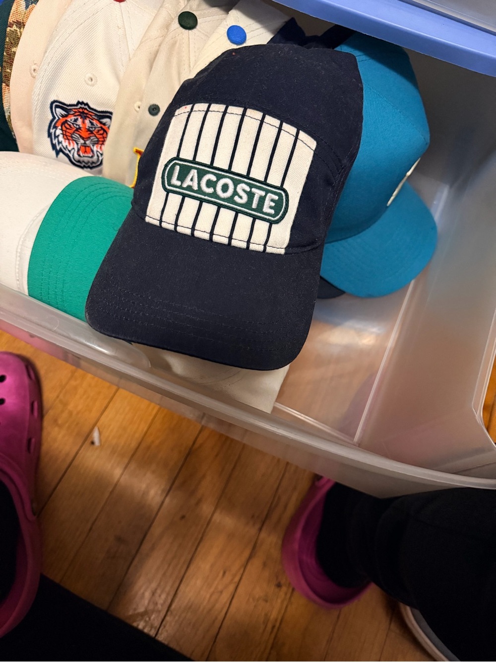 Lacoste Kids Navy Baseball Cap With White Pinstripe Patch